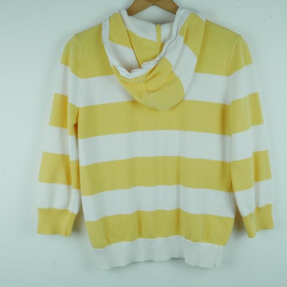 Ralph Lauren Medium Sweater Nautical Stripe Hooded Butter Yellow Preppy Coastal - Picture 10 of 10